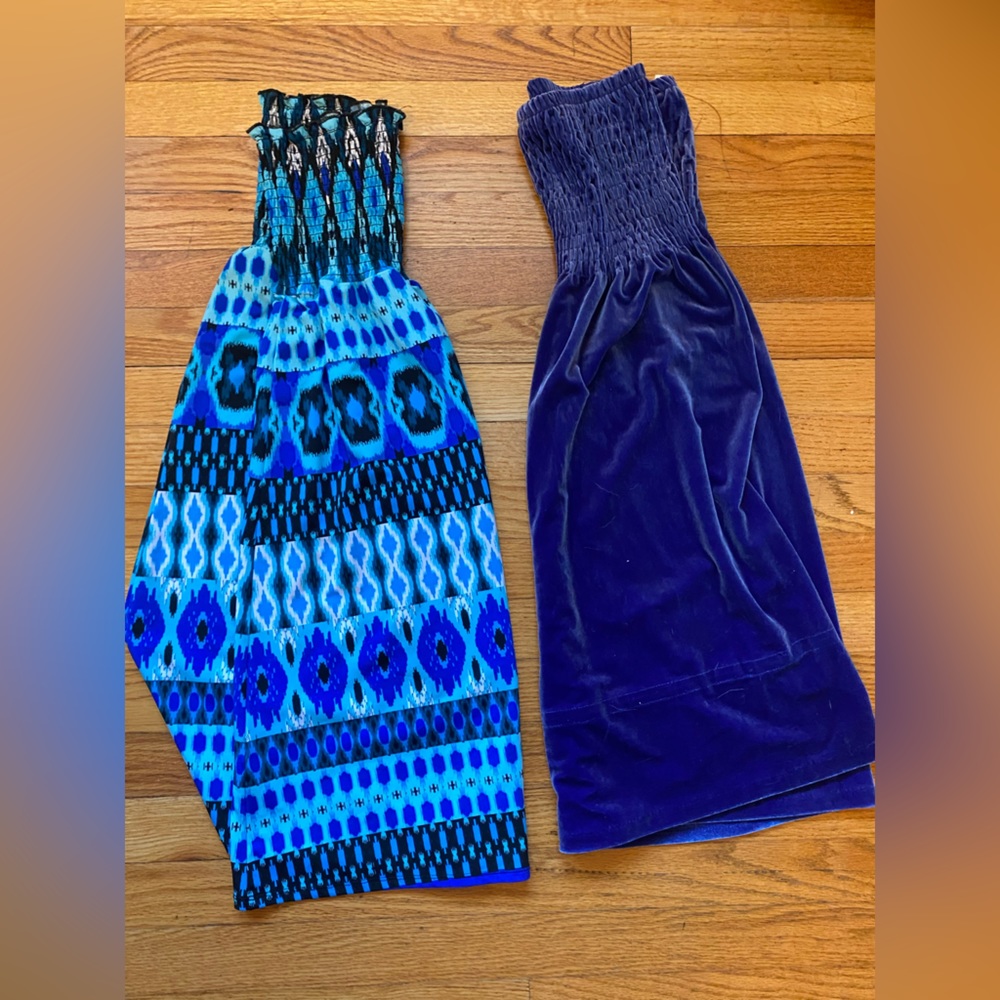 Strapless beach dresses blue